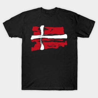 Denmark Flag - Pencil Strokes - Pirates Style T-Shirt